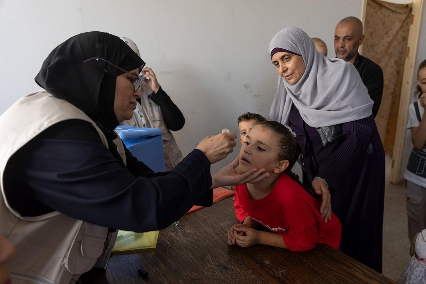 A child getting her polio vaccination in Gaza