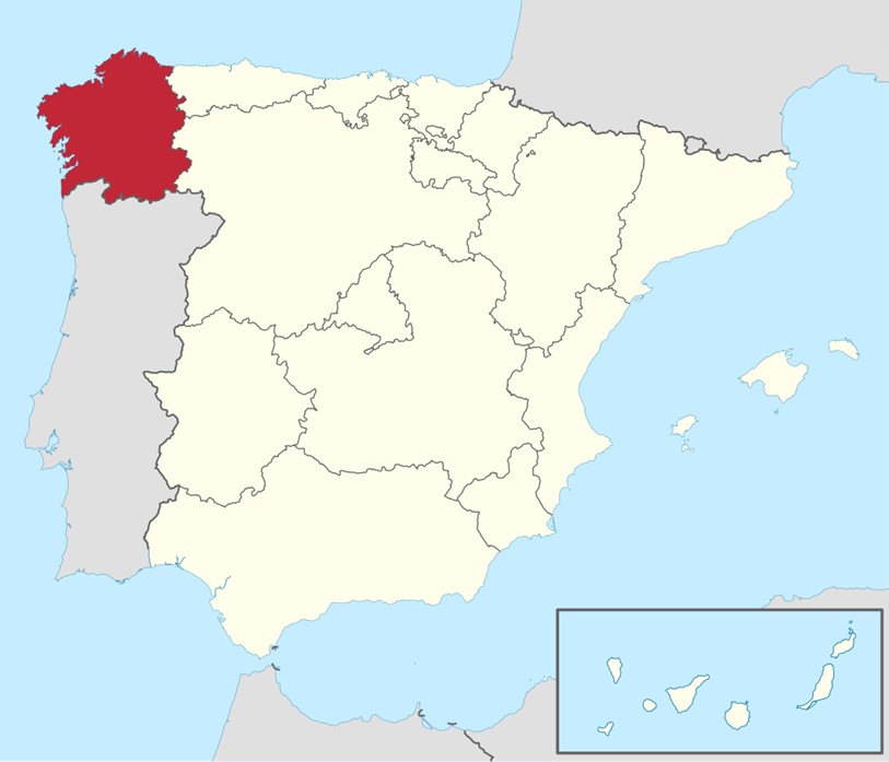 Map of ‌Galicia located in Spain